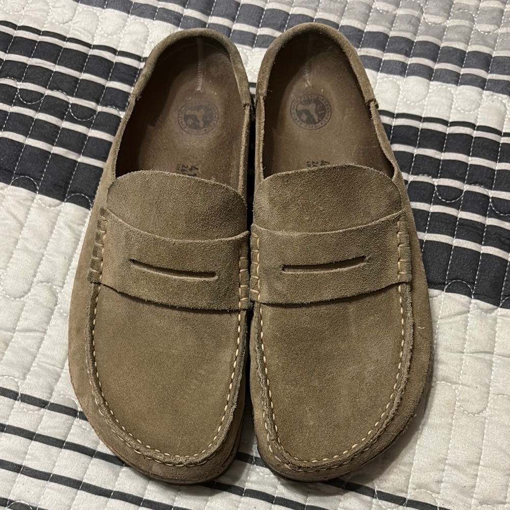 Birkenstock Olive Suede Slip-Ons
